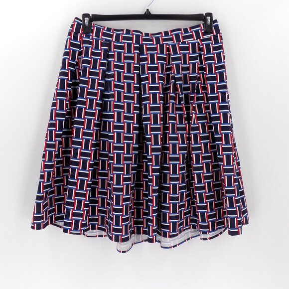 Draper James x Eloquii Geo Pleated Skirt Sz 18 Red White Blue - Picture 1 of 3